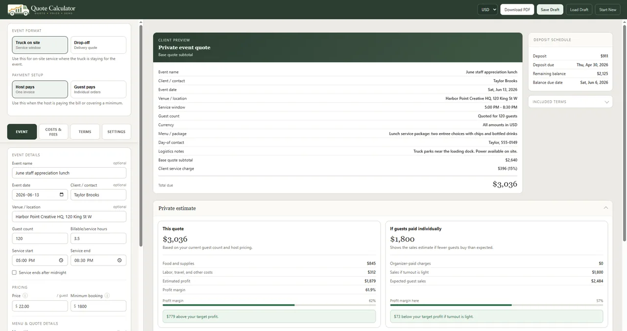 Quote Calculator screenshot preview