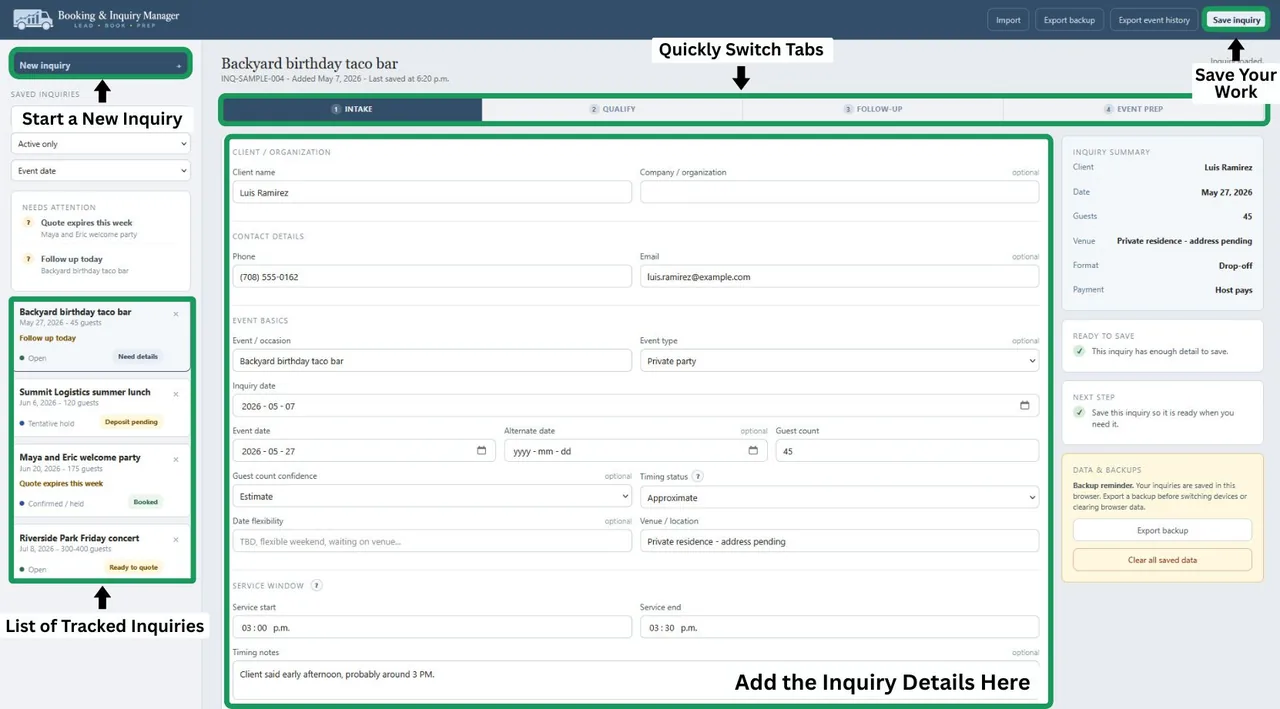 A booking record you can follow preview